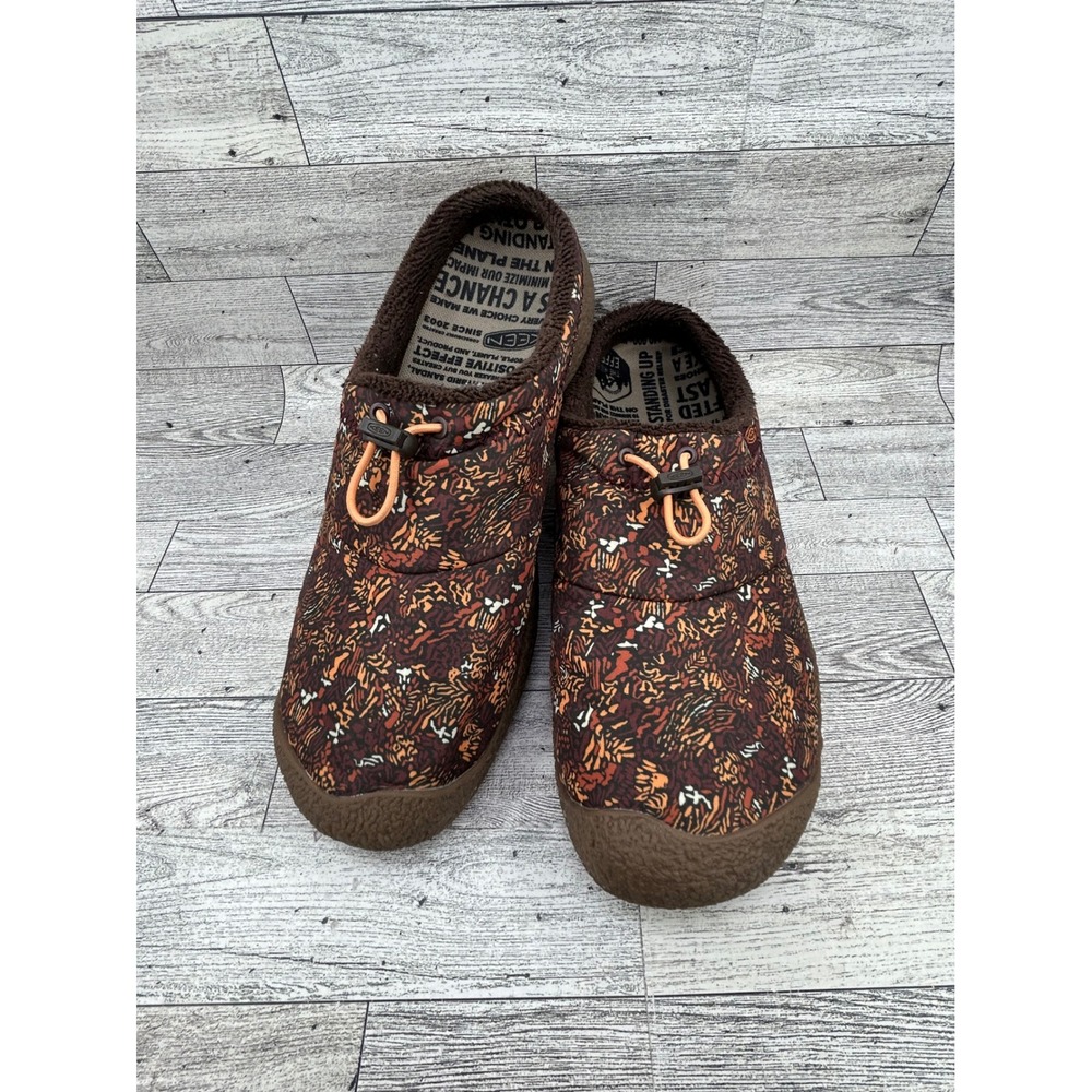 Keen Howser II Harvest Slippers Women‎ Sz 11 Brown Multi Abstract Fleece Lined